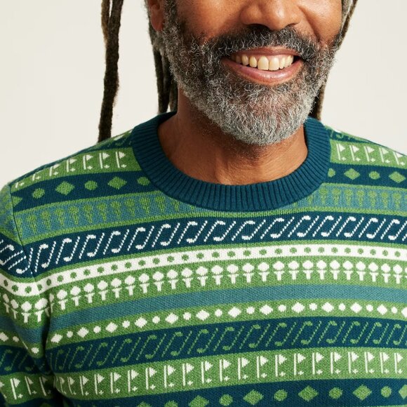 NWT $139 BONOBOS Green Golf Cotton Cashmere Crewneck Fair Isle Sweater Gift MED - Picture 6 of 6